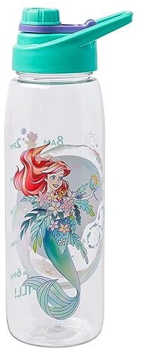 Silver Buffalo Disney The Little Mermaid Ariel Hydration Tracker Schedule Water Bottle With Screw-On Lid, 28 Ounces