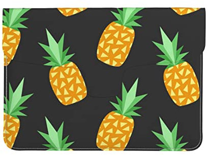 Yellow Pineapple Laptop Sleeve Bag Leather Waterproof Notebook Computer Case Laptop Bag for Women Men
