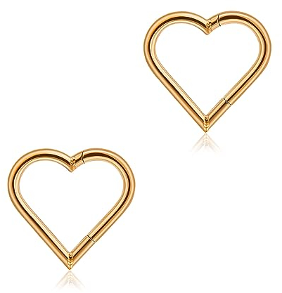Lantine 16G Knorpel Ohrringe 316L Edelstahl Herz Ohrpiercing Scharnier Nahtlose Clicker Ohrring Helix Rook Daith Tragus Augenbraue Piercing Schmuck für Damen Herren Roségold 8mm