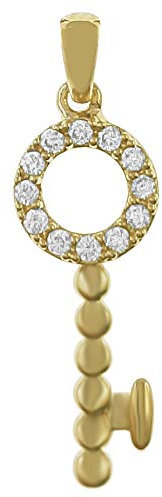 Générique Pendentif Clé en Plaqué Or 18 carats et Oxydes Zirconium - Femme