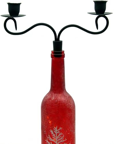 POMMERNTRAUM ® | Flaschenkerzenhalter Flaschenaufsatz Weinflaschenaufsatz 2-armig (2-armig schwarz)
