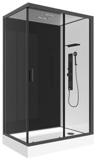 Vente-unique - Cabine de douche hydromassante - Installation réversible - L110 x l80 x H215 cm - FOMIRA