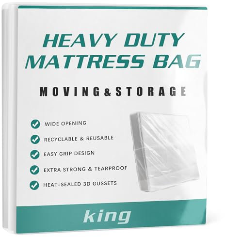 Double Mattress Bag for Moving and Storage, Waterproof Mattress Protector, Heavy Duty, Reusable, Tearproof (King)