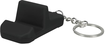 kwmobile Mini Supporto Telefono Tavolo con Portachiavi - Stand Smartphone - Poggia Cellulare in Orizzontale o in Verticale - 5,6 x 2,9 cm - in Silicone - nero