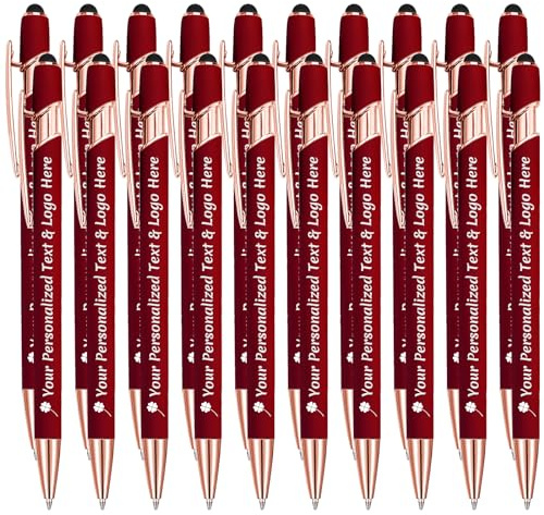 STREADVE Kugelschreiber mit Gravur 20 Kugelschreiber Personalisiert Logo Name Stift Personalisierte Kuli Dankeschön Geschenk Hochwertig für Kirche Lehrerin Taufe, Rot