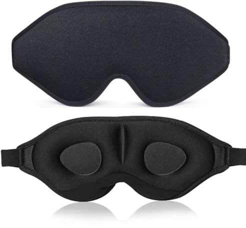 Enegg Sleep Mask, 3D Deep Contoured Eye Covers for Sleeping, Memory Foam Block Out Light Eye Mask, Zero Eye Pressure Cup Blindfold for Men Women, with Adjustable Strap for Yoga, Traveling (Black)