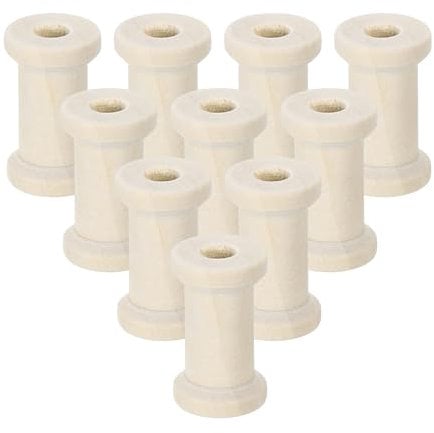 QUARKZMAN 25 Stück Holzleere Spule, 1-1/16 Zoll Unvollendete Holzspulen Drahtweben Spulen Leere Fadenspulen für Basteln DIY Kunst Stickerei Nähfaden Zwirn