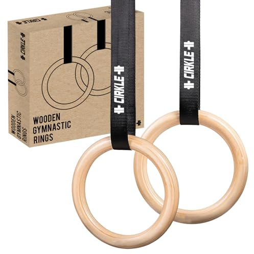 CIRKLE® | 2 Gymnastikringe aus Holz | 23 cm Durchmesser mit verstellbaren Gurten | Training, Fitness, Bodybuilding, Gym, Sport | Einfache Befestigung, maximale Sicherheit | Aerobik | OriginalCup