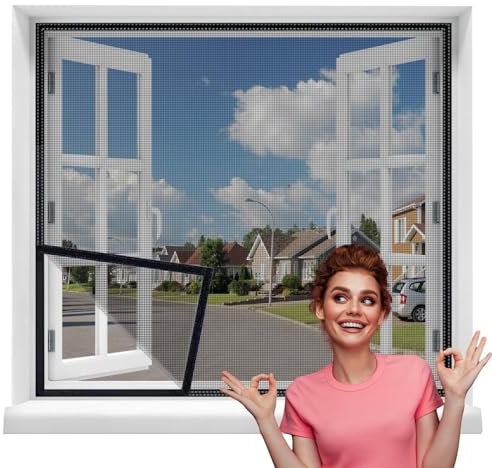 Zanzariere Finestre 95x195cm Nero Zanzariera Porta Finestra per Legno Ferro Porte in Balcone