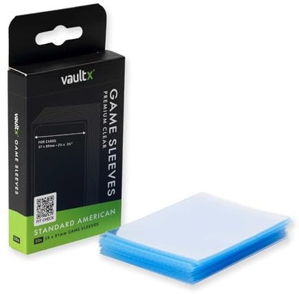 Vault X Standard American Board Game Sleeves 57x89mm - Clear Premium Quality, Non-PVC, Durable and Long-Lasting Protection (50 Pack)