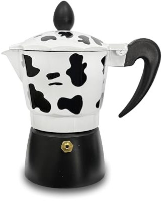 GD LOVES YOUR HOME Caffettiera design effetto mucca moka 1 2 3 o 6 tazze macchina del caffè in alluminio per espresso idea regalo (6 TAZZA)