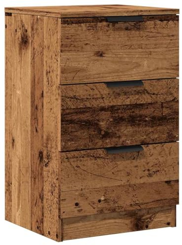 vidaXL Bedside Cabinet Old Wood 40x36x65 cm Engineered Wood | Loads of room for your bits and bobs, Classic look fits any style, Sturdy engineered wood for long-lasting use