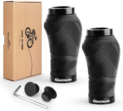 GXCROR Ergonomische Fahrradgriffe, rutschfeste Gummigriffe mit doppelter Verriegelung, universell 22.2 mm für Fahrräder/MTB/E-Bikes