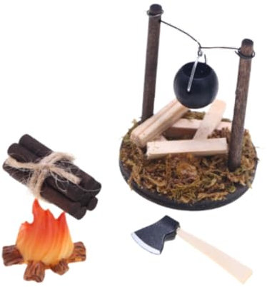 Milageto 4X Puppenhaus-Camp-Set, Mini-Camping-Set, Bastel-Miniatur-Dekoration für Puppenhaus-Möbel, Rollenspiele, Spielzeug-Bastelarbeiten