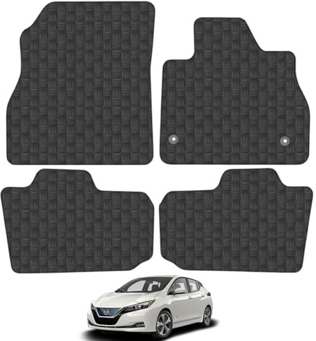 Nissan Leaf (2010-2018) Heavy Duty Thick Rubber Car Mats Accessories Tailored Fit Front Rear Set Compatible Accessory Waterproof Durable Non-Slip 5mm Full Coverage Protection with Clips