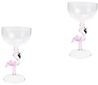 Warmhm 2pcs Flamingo Shape Wine Glasses Stem Goblets Luxury Glassware for Formal Events