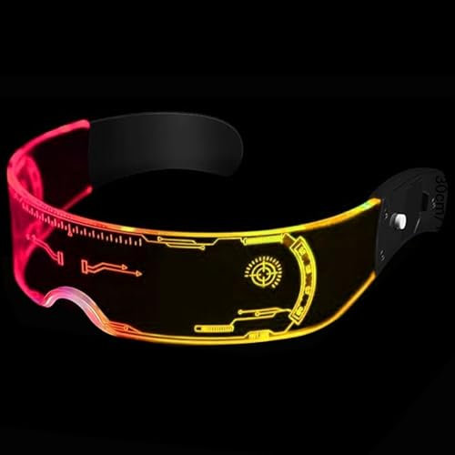 OFKPO Occhiali con visiera a LED, occhiali futuristici con visiera, occhiali al neon, si illuminano al buio per adulti, set per feste rave, per adulti