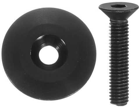 sourcing map 1 1/4 OD Bicycle Headset Stem Top Cap Aluminum Alloy Cycling Headset Cover Stem with M6 Bolt for MTB Bike, Black