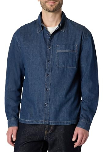 Amazon Essentials Men's Modern Oversized-Fit Denim Button-Down Shirt