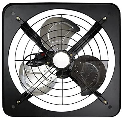 Ventilateur d'extraction 10 pouces puissant ventilateur industriel soufflant axial en métal ventilateur professionnel pour cuisine ventilateur de fenêtre en ligne, 45 W, noir Ventilateur(EU)
