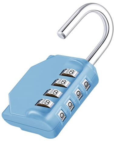 ZHEGE Combination Padlock, 4 Digit Coded Padlock (Sky Blue) | Resettable Number Lock for School Locker, Toolbox, Lock with Code for Backyard Fence Gate, Sheds, Garage Door