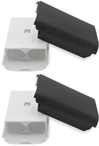 Coperchio del vano batteria compatibile con controller wireless Xbox 360 – Confezione da 4 coperchi di ricambio per il vano batteria in ABS, coperchio di ricambio per controller (2 neri, 2 bianchi)