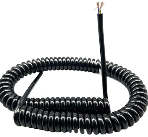 ELILANEY Câble à ressort télescopique extensible jusqu'à 3 mètres, cordon à 3 conducteurs, fil réseau étirer souple(1.0mm2)