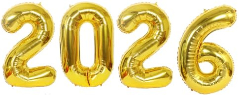 D2D Silvester 2026 Folienballons XXL Gold - 100 cm Zahlenballon DEKO-Artikel für Neujahres Party - Helium Ballons Jubiläum