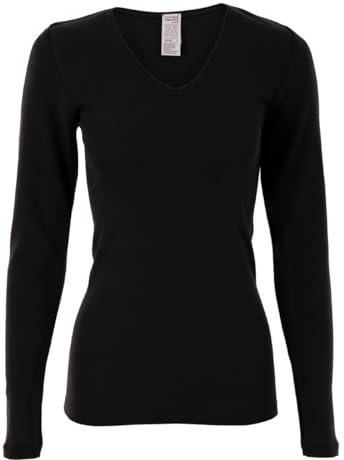 Living Crafts - Felicia | Langarm-Shirt - Funktionale und Elegante Unterwäsche, Bio-Wolle und Seide, Atmungsaktiv, V-Ausschnitt mit Spitzenborte