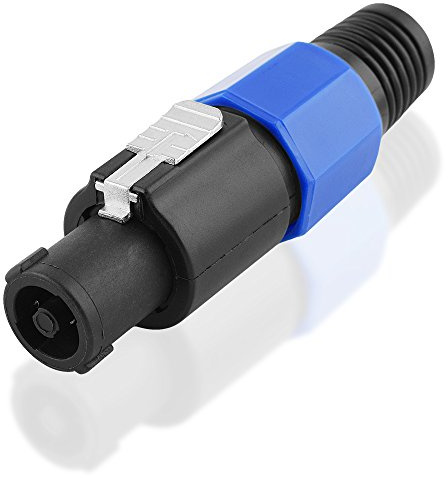 4 poliger Stereo Audio PA Speakon Stecker Lötversion, Schwarz Blau