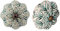 Nicola Spring Ceramic Cupboard Drawer Handle Knobs - Vintage Flower Design - Dark Green - Pack of 6