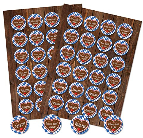 Logbuch-Verlag 48 Schön dass Du da bist Danke Aufkleber rund Bayern Oktoberfest Hochzeit Sticker bayerisch blau weiß kariert