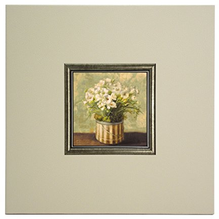 Mini Kunstdruck auf Papier (Poster) Hutschachtel Freesie, mit Rahmen aus Holz und Creme Eco-Leder, ohne Glas, 40x40x1.5 cm, ErgoPaul, WAP9335-E1-80KR2-40x40x1.5