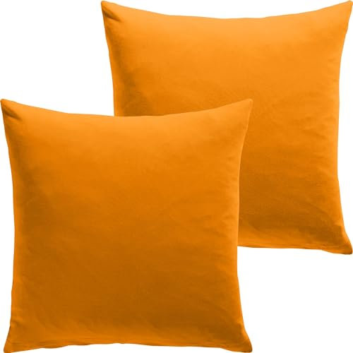 REDBEST Kuschelkissenbezug Single- Jersey San Francisco 2er- Pack, Mandarine Größe 40x40 cm - weiche Qualität, bügelfrei, praktischer Reißverschluss, 100% Baumwolle