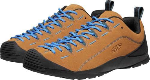 KEEN Men’s Jasper Suede Leather Climbing Approach Sneaker, Cathay Spice/Orion Blue, 45 EU