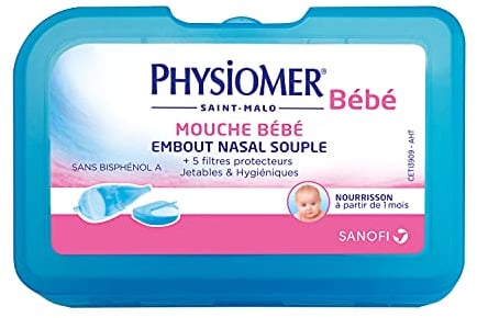 Physiomer Mouche bébé - dispositif médical - Embout nasal souple + 5 filtres protecteurs pour nourrissons à partir de 1 mois