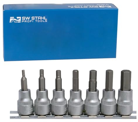 SW-Stahl 04922L Ölfilterschlüssel Set - Innensechskant 1/8-3/8-7-teilig | Universal Ölfilter Werkzeug Kit - Inklusive 3-armige Spinne, Zange und Kettenschlüssel aus Metall zum Ausbau und Wechsel