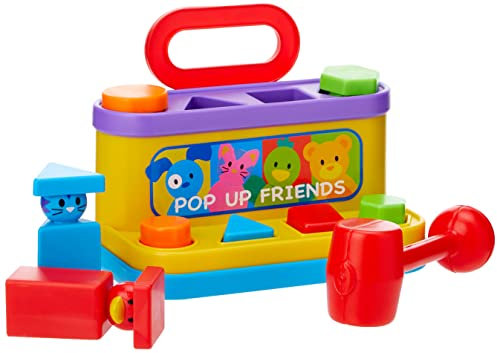 Fun Time Pop-up Friends Educational Toy, 2-in-1 Hammer and Shape Sorter, Colourful Animal Characters, Ages 2+