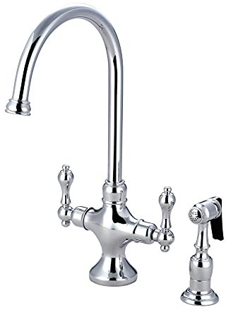 Kingston Brass KS1761ALBS Vintage Classic Kitchen Faucet with Brass Sprayer, 7-7/8-Inch, Polished Chrome