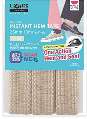 LEONIS Aufbügelbares Saumband aus Polyester (25mm x 10m) Beige [ 78002 ]