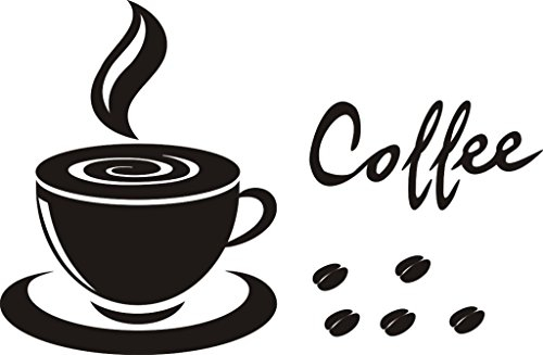 Wandtattoo wandaufkleber Aufkleber Wandsticker wall sticker Wohnzimmer Schlafzimmer Kinderzimmer Kueche Schriftzug CAFE COFFEE KAFFEE 30 Farben zur Wahl cafe04 (010 weiss, Size 1:ca.5x6cm(ohne Kaffeebohnen u.Schrift))