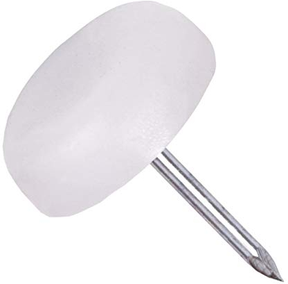 WHITE FURNITURE GLIDE NAILS 16mm Knock In Table Chair Leg Feet Protectors Pack of 8