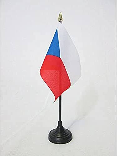 AZ FLAG - Tischflagge Tschechien - 15x10 cm Goldene Splitze - Tschechische Tischfahne 10 x 15 Cm - Flaggen