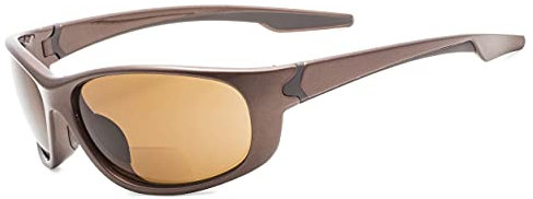 Eyekepper TR90 Unbreakable Sport Bifokale Sonnenbrille Baseball Laufen Angeln Fahren Golf Softball Wandern Perliger brauner Rahmen Braune Linse +1.5