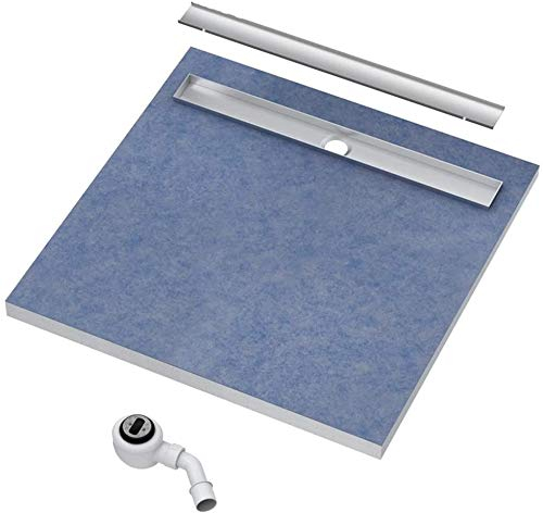 VBChome Duschelement 80x80x5/10,5cm Duschboard Extra Flach Beflisbar Duschrinne 8cm Abdeckung PLATE Ablauf BASE S1