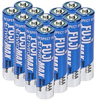 Fuji Enviromax AAA battery, extra heavy duty, manufactured to be eco-friendly and powerful, Carbon Zinc (Pack of 12)