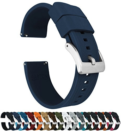 Barton Elite Bracelets de montre en silicone à dégagement rapide – Couleur au choix – Bracelets de montre 18 mm, 19 mm, 20 mm, 21 mm, 22 mm, 23 mm et 24 mm (boucle inoxydable et noire disponible),