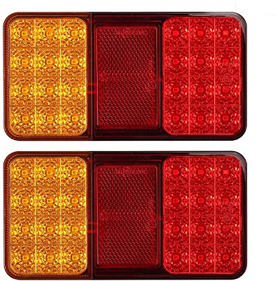 Justech 2x 24LED Hintere Bremsleucht mit E-mark Schrauben Wasserdicht Rückleuchten 12V Universal Rücklicht Heckleucht Stoppleuche Warnlicht für Anhänger Camper Van Truck LKW Traktor Trailer