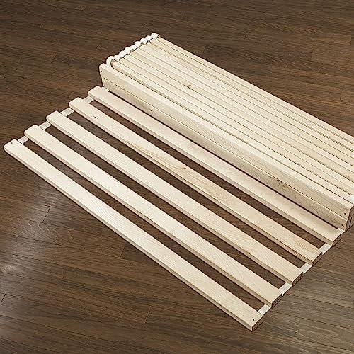 Hansales Rollrost 140x200cm (70x200 2St) aus Holzlatten, Bettrost belastbar bis 350 kg, 25 Leisten - hochwertig extra stark Lattenrost aus FSC® Birken Vollholz, Rolllattenrost für Doppelbett