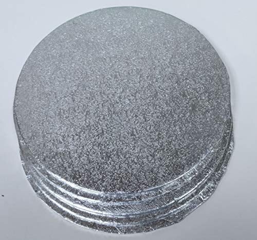Art of Cake, Round Turned Edge Cake Cards/Double Thick 6in Round Cake Board Silver Fern Covering (3mm Thick) 6 in/ 150mm (Pack of 5